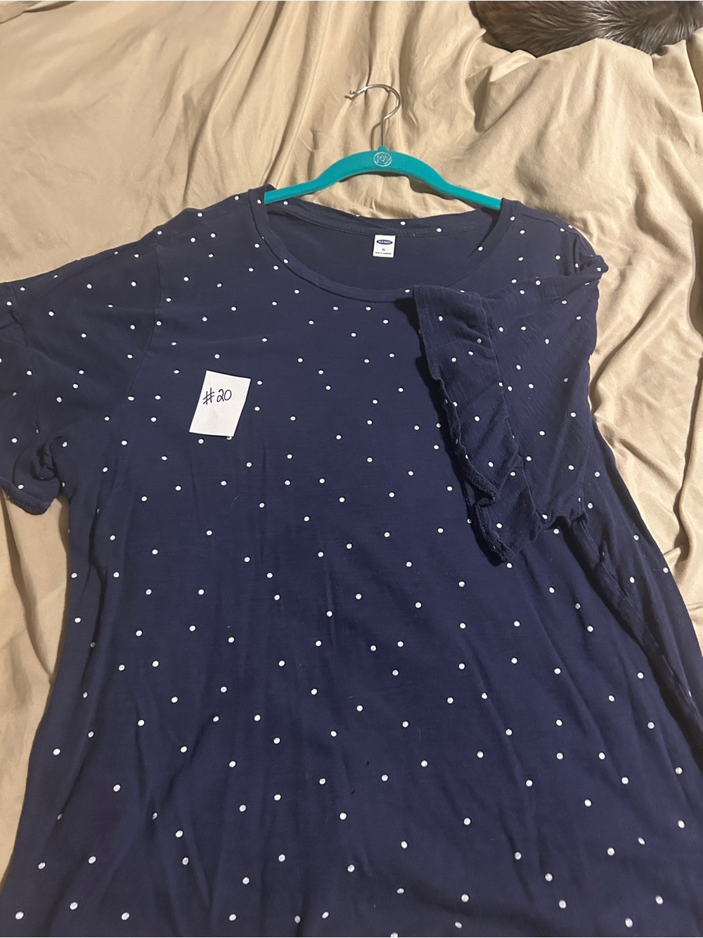 Old Navy Navy Short Sleeve Polka Dot Tee